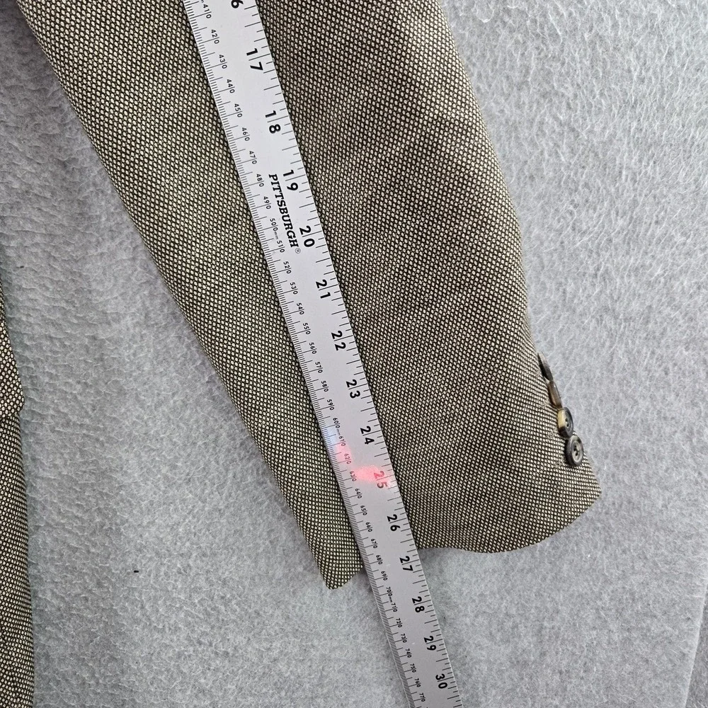 Hugo Boss Men‎ Blazer 46R Brown Polyester Wool Geometric The Jam Sharp Business